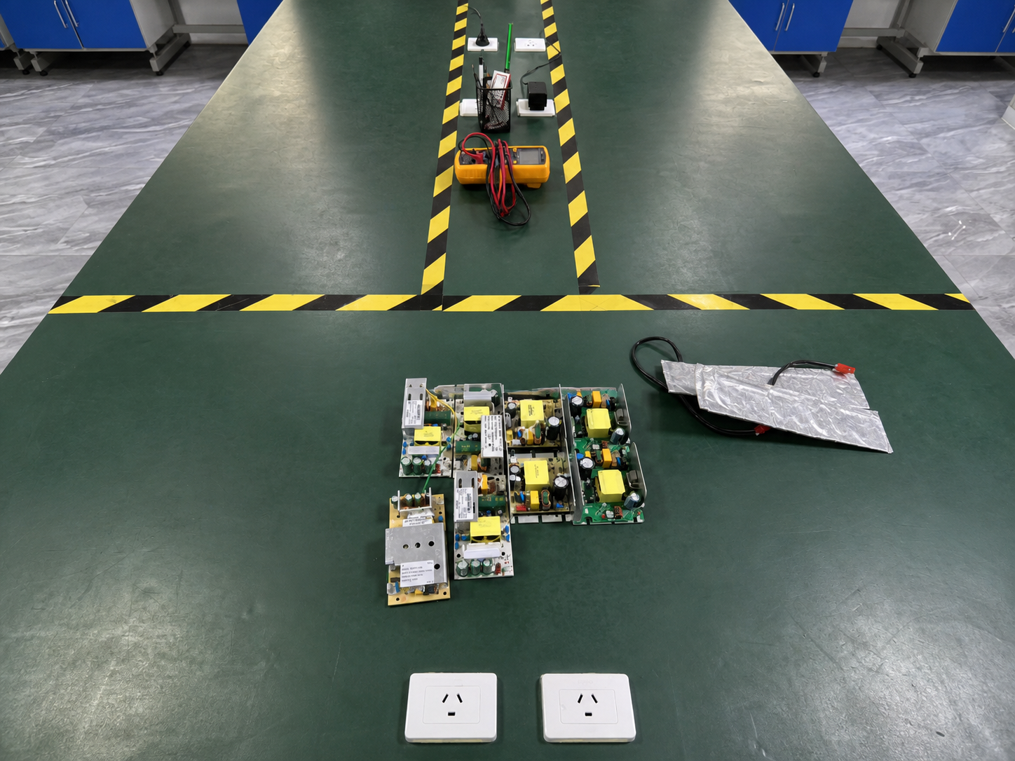 Massage chair electronics testing workbench at Rongqin