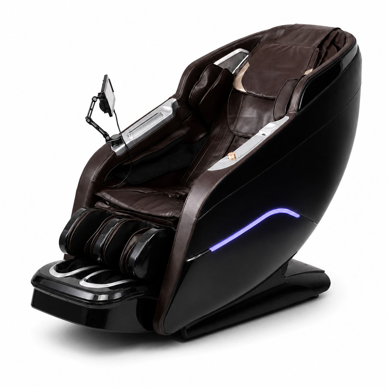 RQ-208 dual-4D massage chair in deep brown and black